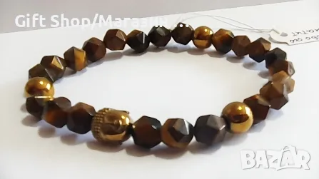 Мъжка гривна естествени камъни - тигрово око