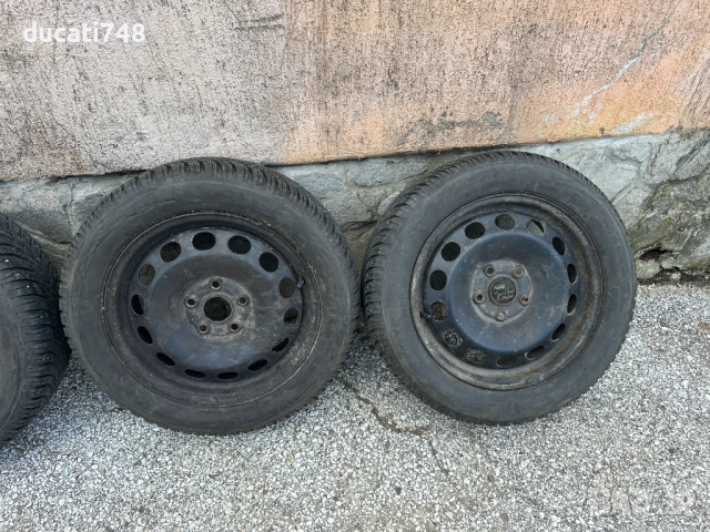4бр. железни джанти 16" 5х112 с гуми 205/55/16 - VW, Audi, Seat, Skoda - VAG, снимка 4 - Гуми и джанти - 54127738