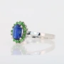 Сребърен пръстен със Сапфир Royal Blue и Цаворити със сертификат , снимка 3
