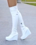 Ботуши на платформа - бяла кожа , снимка 1