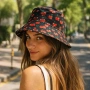 Дамска bucket шапка черна с череши_1261526, снимка 3