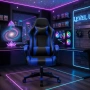 Ергономичен офис и геймърски син стол – Максимален комфорт за гърба и врата, регулируем, снимка 5