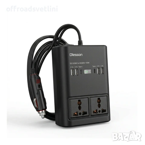 Инвертор 12V/24V към 220V 150W с 4 USB и 2 Type-C автомобилен преобразувател 1662, снимка 2 - Аксесоари и консумативи - 54402271