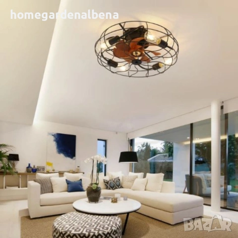 Вентилатор за Таван с LED Осветление | 50 см | Индустриален Стил, снимка 5 - Вентилатори - 54211467