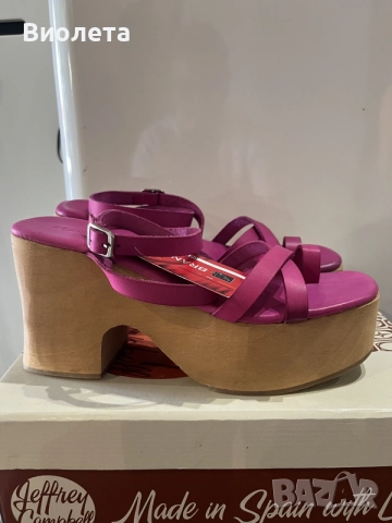 Дамски сандали Jeffrey Campbell в цвят фуксия с дървена платформа номер 40, снимка 3 - Дамски елегантни обувки - 55458380