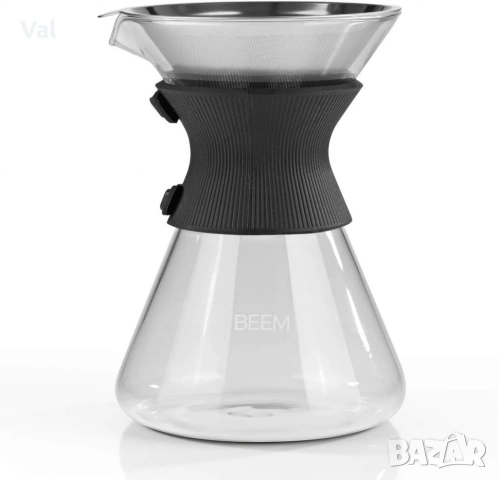 1бр/ Стъклена кана с метален филтър BEEM Classic Selection Pour Over (до 6 чаши), снимка 2 - Кани - 54923542