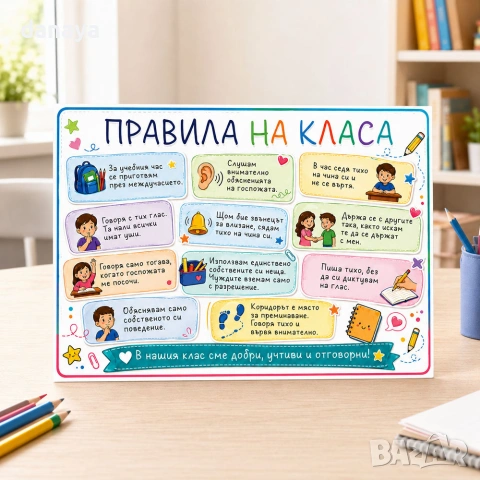 6850 Ламинирано табло Правила на класа, А4 формат, снимка 2 - Ученически пособия, канцеларски материали - 55164125