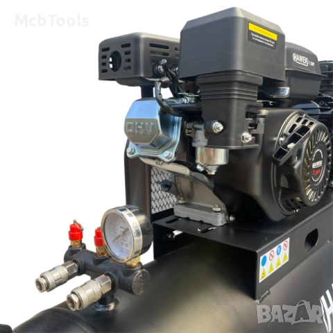 Бензинов компресор за въздух 100 литра 7.5Hp HAWEK, снимка 2 - Други инструменти - 54861735