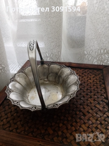 Ретро посребрена кошничка бомбониера 