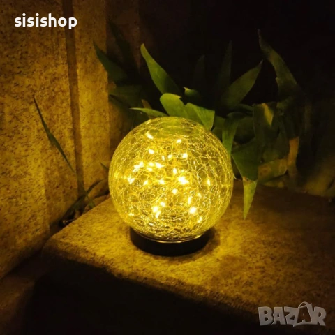 Водоустойчива декоративна лампа „Кристална топка“ за външно осветление 4472, снимка 9 - Соларни лампи - 53977635