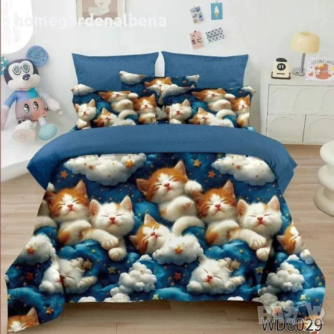 Флорален спален комплект с ластик 100% памук 200x230 / 180x200, снимка 7 - Спално бельо - 54094921