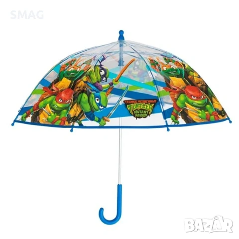Детски чадър бастун, прозрачен, син-зелен Ninja Turtles_1242942, снимка 3 - Чадъри - 54298564
