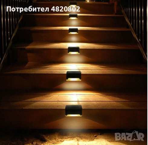 SolarBright – соларни LED лампи за огради и тераси | комплект от 4 броя, снимка 4 - Соларни лампи - 54606040