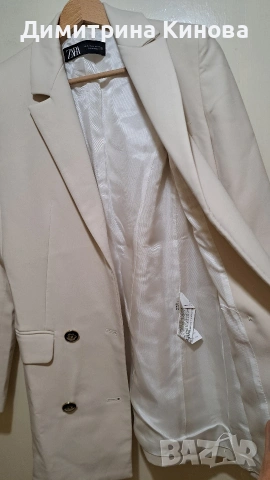 Бяло сако Zara xs , снимка 3 - Сака - 54552561