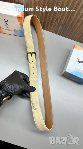 Дамски кожен колан от велур Стоманена катарама против потъмняване Естествена кожа ysl saint laurent , снимка 3 - Сватбени аксесоари - 54057973