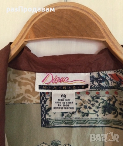 Копринена Риза с Азиатски орнаменти- 100% silk - Diana Marco, снимка 5 - Ризи - 54799581