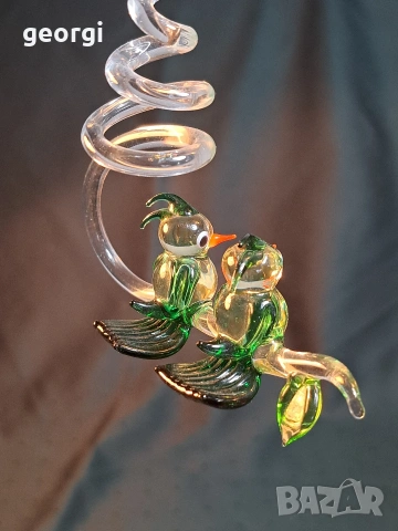 стъклена висулка с птици Murano 35/1, снимка 4 - Декорация за дома - 54578398