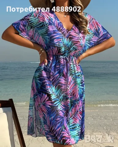 Почти нова плажна дамска туника/ парео - размер L/XL, снимка 2 - Туники - 55525919