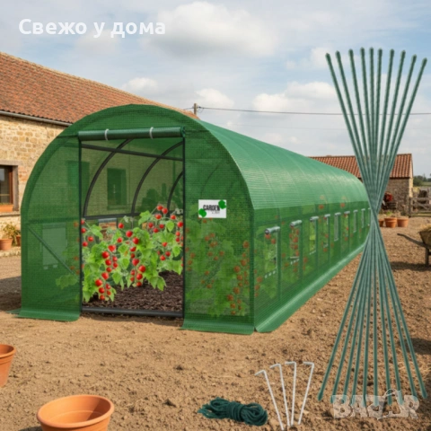 Голяма оранжерия - идеална вентилация и здрава конструкция 8 × 3 × 2 м, снимка 2 - Оранжерии - 54546986