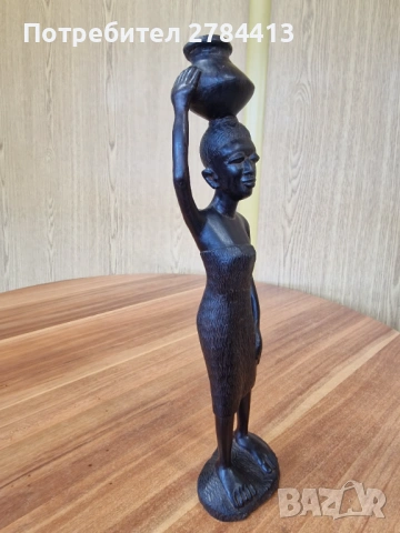 Африканска статуетка / дърворезба 33 см., снимка 2 - Статуетки - 54366596