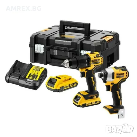 Комплект DeWALT XR 18V – ударен винтоверт + импакт, 2x3Ah