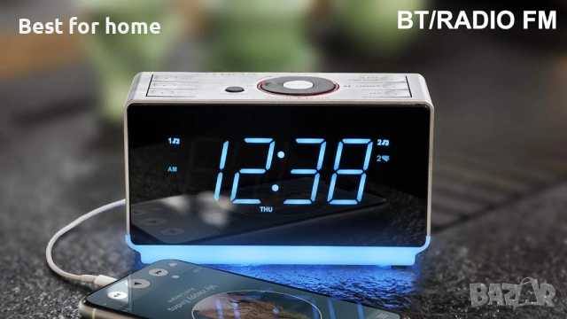 iTOMA Будилник с радио с Bluetooth високоговорител, снимка 2 - Друга електроника - 54687024