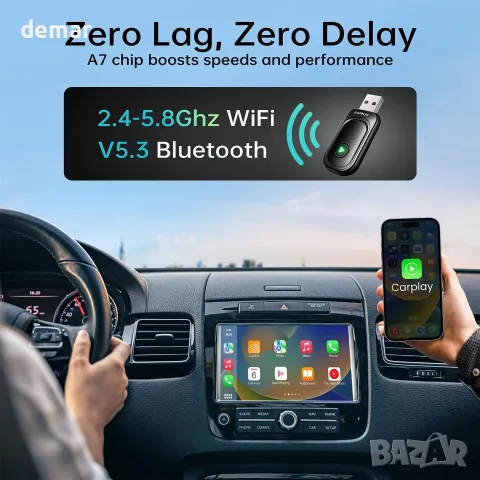Wi‑Fi/Bluetooth CarPlay адаптер (wireless), SAРPLAY – Plug & Play, снимка 2 - Аксесоари и консумативи - 55664058