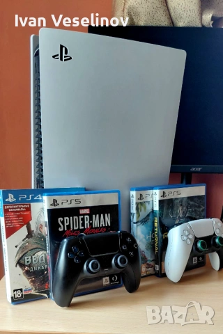 PS5 1TB Перфектна с игри + 2 джойстика, снимка 2 - PlayStation конзоли - 54215783