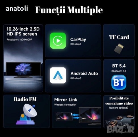 чисто нова мултимедийна навигация, 10.26" HD с Android безжична връзка Bluetooth 5.4 универсална , снимка 7 - Аксесоари и консумативи - 54368670
