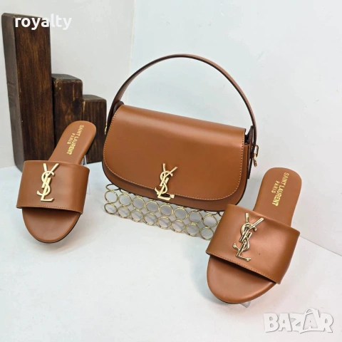 Yves Saint Laurent Дамски Чехли + Чанта Различни Цветове YSL, снимка 3 - Чехли - 55025838
