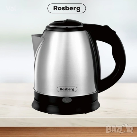 Електрическа кана Rosberg, 1500W, 1 л., Корпус неръжд. стомана, S/S,2 ГОДИНИ ГАРАНЦИЯ, снимка 4 - Кани - 54923475
