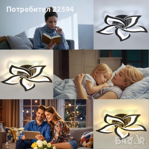 Димируема LED таванна лампа с дистанционно управление – Modern, снимка 3 - Лед осветление - 54826968
