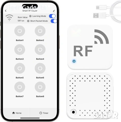 WIOONI Smart RF Hub – WiFi RF Контролер с датчик за осветеност, Tuya Smart Life, Alexa и Google Home