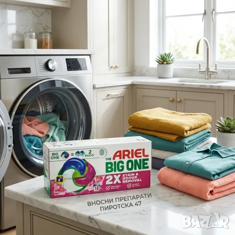 Капсули за пране Ariel The Big One Pink Blossom 18 бр. Двойна мощ срещу петна и миризми