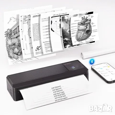 Преносим термопринтер A4 Bluetooth, мобилен, съвместим с Android, iOS и други – A4 