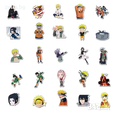 Комплект стикери Naruto Shippuden – 50 броя PVC водоустойчиви лепенки с UV защита | За лаптоп 10170, снимка 6 - Комплекти - 54659720