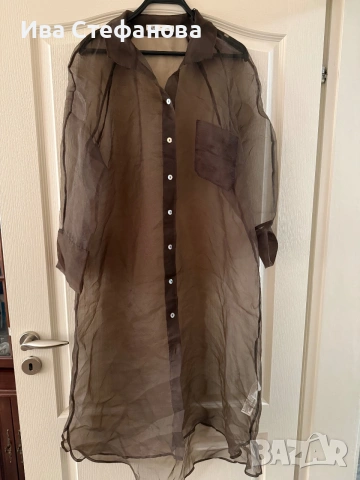 Ефирна прозрачна шоколадова кафява  риза Zara zara , снимка 5 - Ризи - 55203047