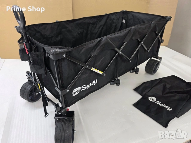 XXXL Сгъваема транспортна количка Sekey, 300L обем, до 200kg товар, черна, снимка 12 - Къмпинг мебели - 54896436