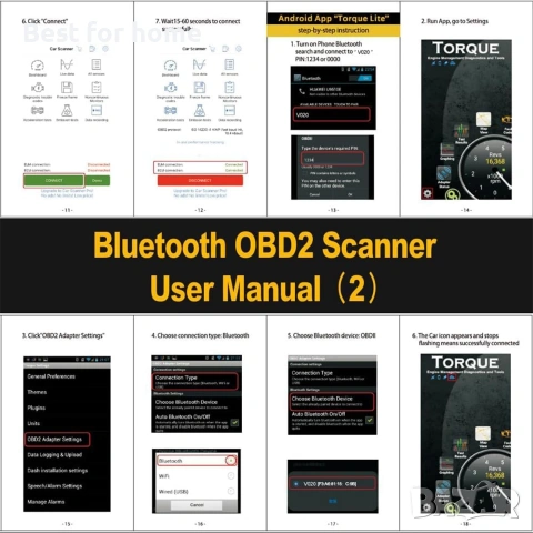 OBD2 скенер Bluetooth за iPhone iOS Android OBDII диагностичен инструмент за сканиране , снимка 8 - Други инструменти - 54981178