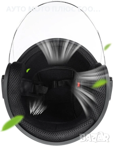 Каска за мотор с прозрачен визьор - Черен гланц, снимка 4 - Аксесоари и консумативи - 54220804