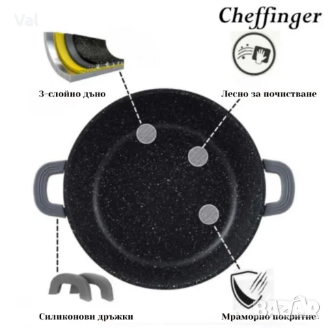 Комплект тенджери Cheffinger – 6 части с мраморно покритие, 20 / 24 / 28 см, снимка 7 - Съдове за готвене - 55335080
