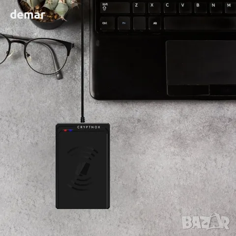 NFC безконтактен четец за смарт карти USB-C за FIDO2 и MIFARE, ISO 14443, USB-A адаптер, снимка 6 - Друга електроника - 55569353