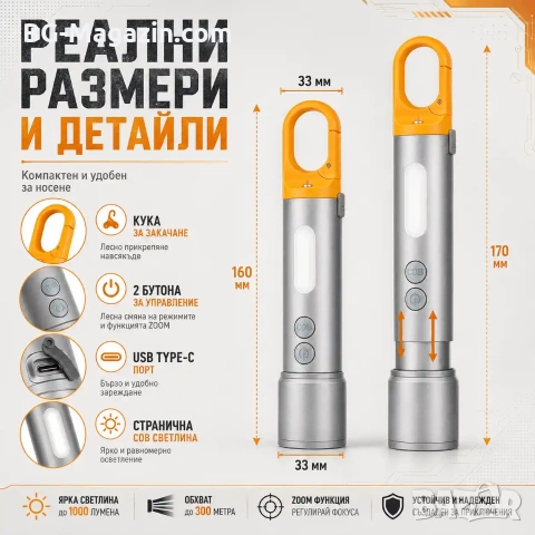 Мощен LED фенер къмпинг преносима лампа USB зареждане за риболов палатка туризъм аварии автомобил, снимка 4 - Къмпинг осветление - 51016911