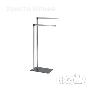 Стойка за кърпи Закачалка за кърпи Хром Черна, снимка 2 - Закачалки - 54504078