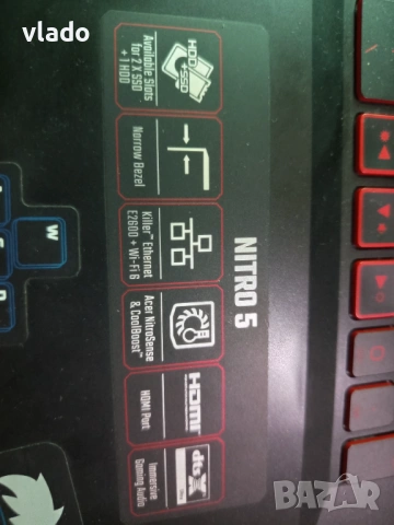 Лаптоп Acer nitro 5 , снимка 2 - Лаптопи за игри - 54670367