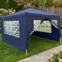 Градинска шатра павилион 3x4x2.5 м синя – Парти шатра със стени, 4 прозореца и вход с цип, снимка 5