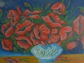 Продавам Красив панорамен натюрморт „Червени макове“ – Масло / Платно, снимка 4