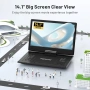 POFOTO 15.7" преносим DVD плейър/14.1" HD въртящ се екран/4000mAh батерия/2 колони/USB/SD/TV,черен, снимка 2