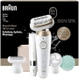 Нов Braun Silk Epil 9 Flex 9-481 3D епилатор Wet Dry SkinSpa комплект Gold с гъвкава глава и тример, снимка 1