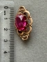 Антикварна съветска сребърна позлатена брошка с рубин , снимка 5